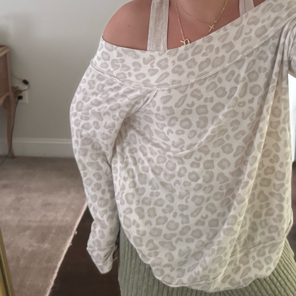 Leopard Print Off-Shoulder Sweater